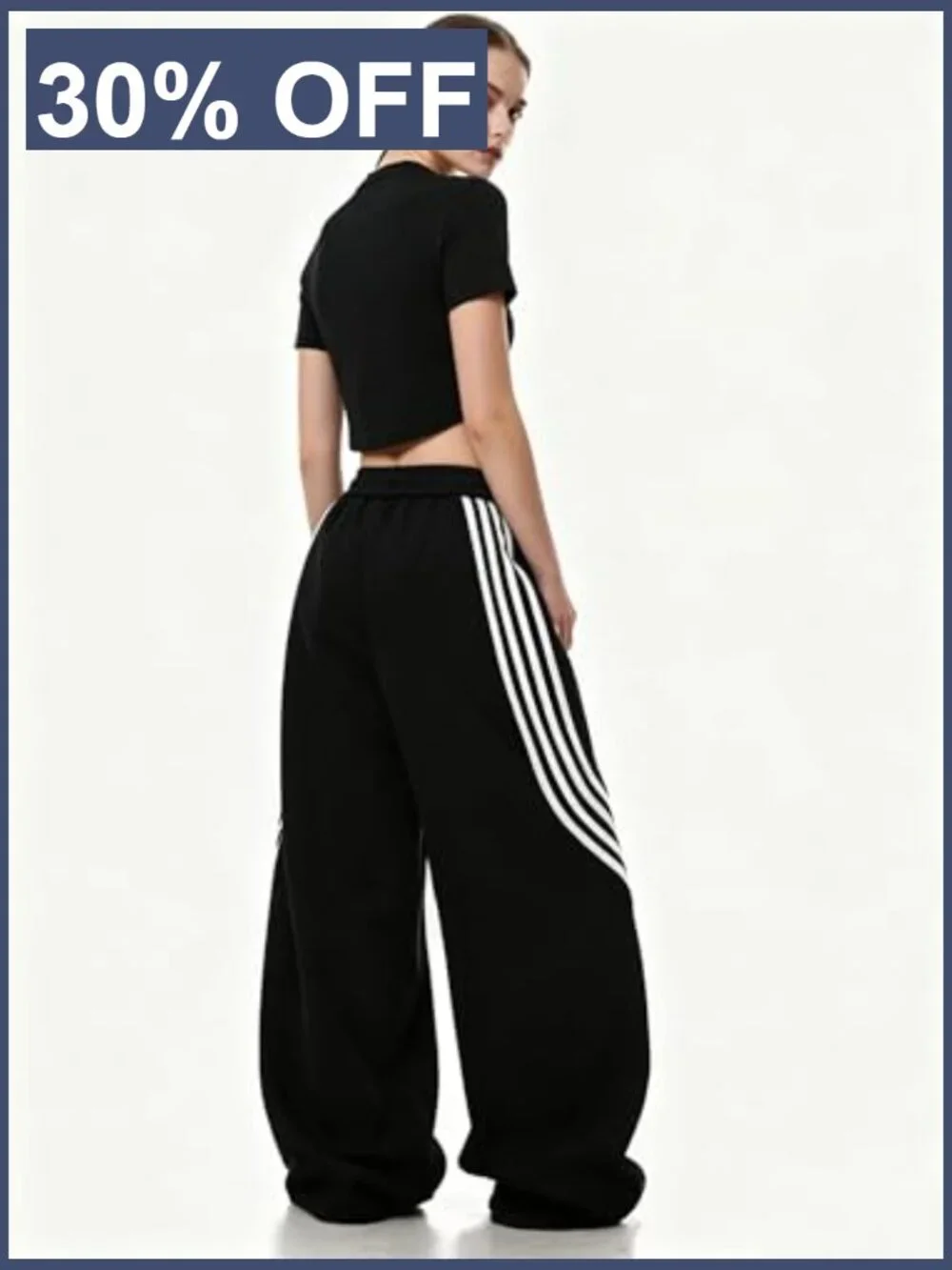 Y2K Striped Barrel Sweatpants Baggy High Waisted Wide Leg Joggers with - Picture 6 of 7